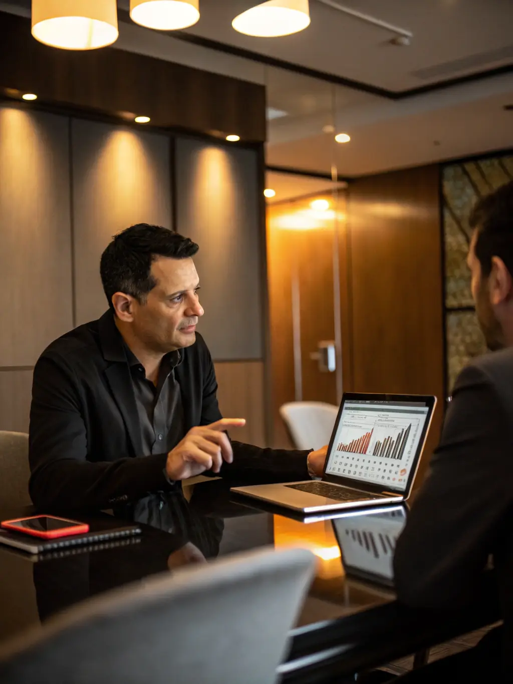 A consultant presenting a comprehensive energy savings plan to a client, showcasing potential cost reductions and efficiency improvements.